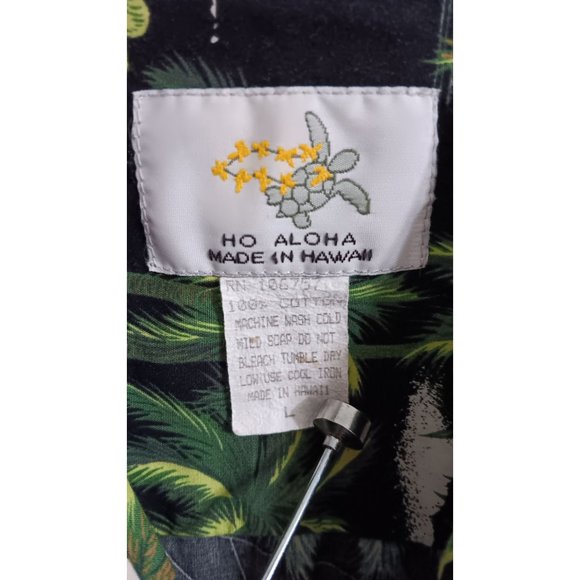 Ho Aloha Hawaii Large Vintage Button Up Vacation Tropical Travel Ship Plane Shir - Picture 2 of 4